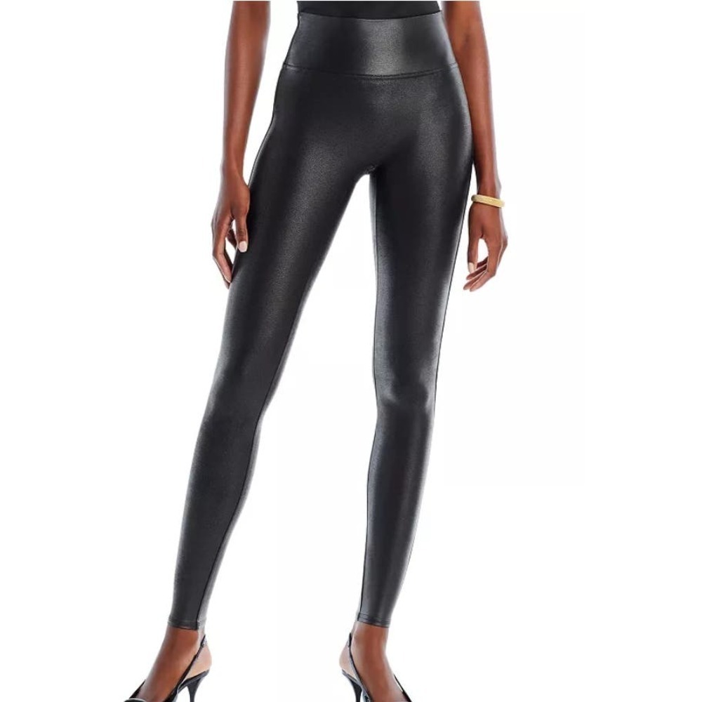 Spanx Faux Leather High-rise Leggings in Black